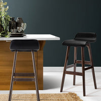Artiss 2x Bar Stools Wooden Stool Black Furniture Kings Warehouse 
