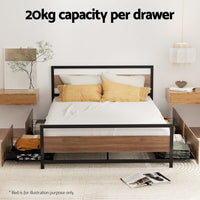 Artiss 2x Bed Frame Storage Drawers Trundle Black Furniture Kings Warehouse 