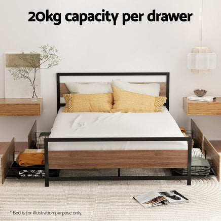 Artiss 2x Bed Frame Storage Drawers Trundle Black Furniture Kings Warehouse 