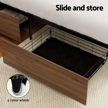Artiss 2x Bed Frame Storage Drawers Trundle Black Furniture Kings Warehouse 