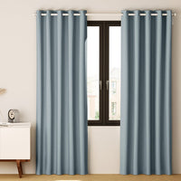 Artiss 2X Blockout Curtains Blackout Window Curtain Eyelet 140x230cm Grey Kings Warehouse 