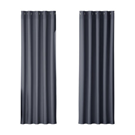 Artiss 2X Blockout Curtains Blackout Window Curtain Eyelet 180x213cm Charcoal Kings Warehouse 