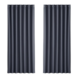 Artiss 2X Blockout Curtains Blackout Window Curtain Eyelet 240x230cm Charcoal Kings Warehouse 