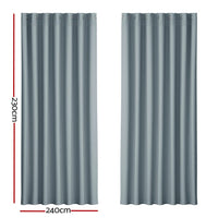 Artiss 2X Blockout Curtains Blackout Window Curtain Eyelet 240x230cm Grey Kings Warehouse 