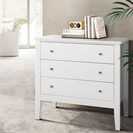 Artiss 3 Chest of Drawers - BRITTANY White Furniture Kings Warehouse