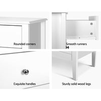 Artiss 3 Chest of Drawers - BRITTANY White Furniture Kings Warehouse 