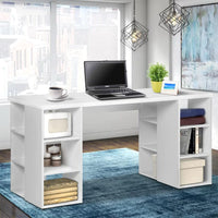 Artiss 3 Level Desk with Storage & Bookshelf - White Mid-Season Super Sale Kings Warehouse 