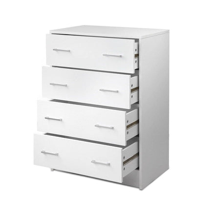 Artiss 4 Chest of Drawers - ANDES White Furniture Kings Warehouse 