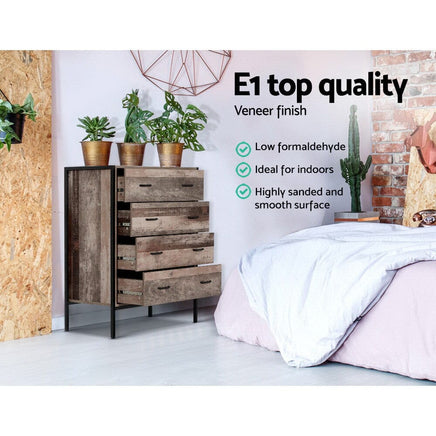 Artiss 4 Chest of Drawers - BARNLY Furniture Kings Warehouse 