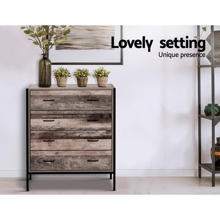 Artiss 4 Chest of Drawers - BARNLY Furniture Kings Warehouse 