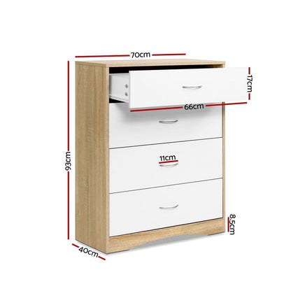 Artiss 4 Chest of Drawers - BURL Home & Garden Kings Warehouse 