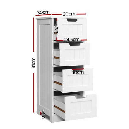 Artiss 4 Chest of Drawers - LEESA White Furniture Kings Warehouse 