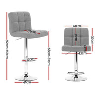 Artiss 4x Bar Stools Fabric Gas Lift Grey Furniture Kings Warehouse 