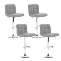 Artiss 4x Bar Stools Fabric Gas Lift Grey Furniture Kings Warehouse 