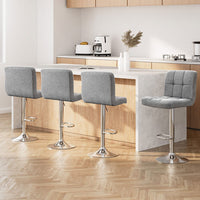 Artiss 4x Bar Stools Fabric Gas Lift Grey Furniture Kings Warehouse 
