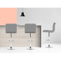 Artiss 4x Bar Stools Fabric Gas Lift Grey Furniture Kings Warehouse 