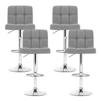 Artiss 4x Bar Stools Fabric Gas Lift Grey Furniture Kings Warehouse 