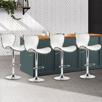 Artiss 4x Bar Stools Gas Lift Leather Seat White Furniture Kings Warehouse 