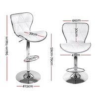 Artiss 4x Bar Stools Gas Lift Leather Seat White Furniture Kings Warehouse 