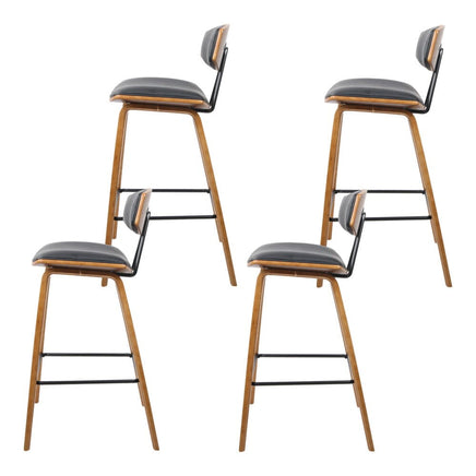 Artiss 4x Bar Stools Leather Padded w/Backrest Furniture Kings Warehouse 