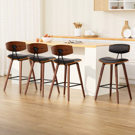 Artiss 4x Bar Stools Leather Padded w/Backrest Furniture Kings Warehouse 