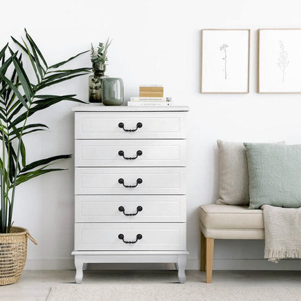 Artiss 5 Chest of Drawers - KUBI White Furniture Kings Warehouse 