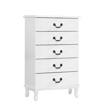 Artiss 5 Chest of Drawers - KUBI White Furniture Kings Warehouse 