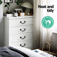 Artiss 5 Chest of Drawers - KUBI White Furniture Kings Warehouse 