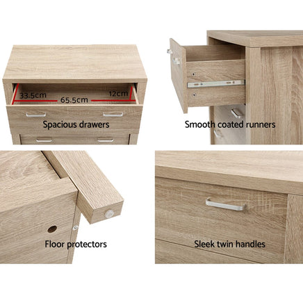 Artiss 5 Chest of Drawers - MAXI Pine Furniture Kings Warehouse 