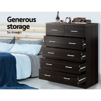 Artiss 6 Chest of Drawers - ANDES Walnut Furniture Kings Warehouse 