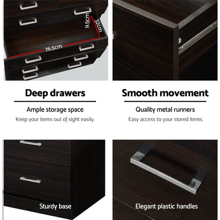 Artiss 6 Chest of Drawers - ANDES Walnut Furniture Kings Warehouse 