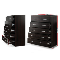 Artiss 6 Chest of Drawers - ANDES Walnut Furniture Kings Warehouse 