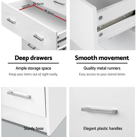 Artiss 6 Chest of Drawers - ANDES White Furniture Kings Warehouse 