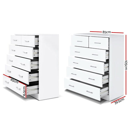 Artiss 6 Chest of Drawers - ANDES White Furniture Kings Warehouse 