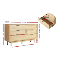 Artiss 6 Chest of Drawers - BRIONY Oak Furniture Kings Warehouse 