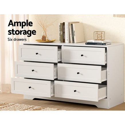 Artiss 6 Chest of Drawers - LEIF White Furniture Kings Warehouse 
