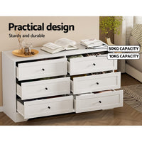 Artiss 6 Chest of Drawers - LEIF White Furniture Kings Warehouse 
