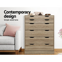 Artiss 6 Chest of Drawers - MYLA Oak Furniture Kings Warehouse 