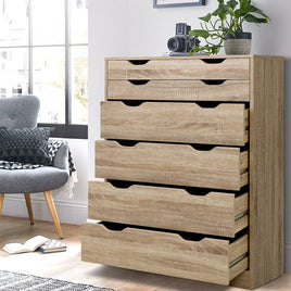 Artiss 6 Chest of Drawers - MYLA Oak Furniture Kings Warehouse 