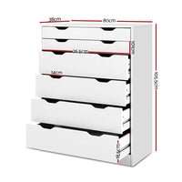 Artiss 6 Chest of Drawers - MYLA White Furniture Kings Warehouse 
