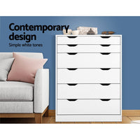 Artiss 6 Chest of Drawers - MYLA White Furniture Kings Warehouse 