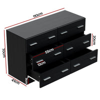 Artiss 6 Chest of Drawers - VEDA Black Furniture Kings Warehouse 