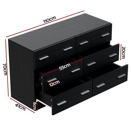 Artiss 6 Chest of Drawers - VEDA Black Furniture Kings Warehouse 