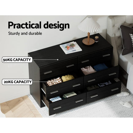 Artiss 6 Chest of Drawers - VEDA Black Furniture Kings Warehouse 