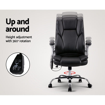 Artiss 8 Point Massage Office Chair PU Leather Black Furniture Kings Warehouse 