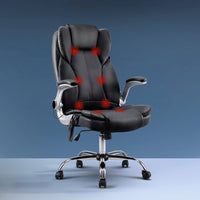 Artiss 8 Point Massage Office Chair PU Leather Black Furniture Kings Warehouse 