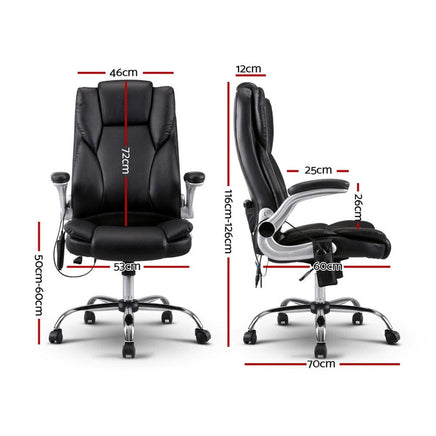 Artiss 8 Point Massage Office Chair PU Leather Black Furniture Kings Warehouse 