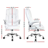 Artiss 8 Point Massage Office Chair PU Leather White Furniture Kings Warehouse 