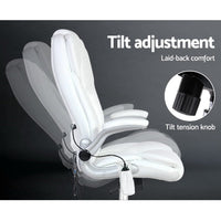 Artiss 8 Point Massage Office Chair PU Leather White Furniture Kings Warehouse 