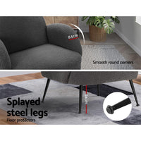 Artiss Armchair Boucle Charcoal Hanes Furniture Kings Warehouse 